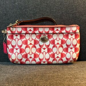 Coach wallet wristlet pink/white